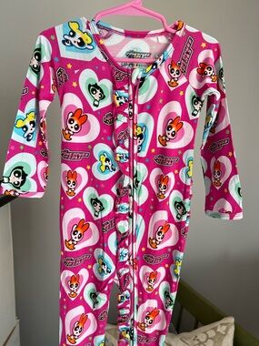 Bums & Roses Pink Powerpuff Girls Bamboo Footless Zippy Pajamas Size 2T